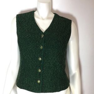 St. John Dark Emerald Knit Vest Size 14